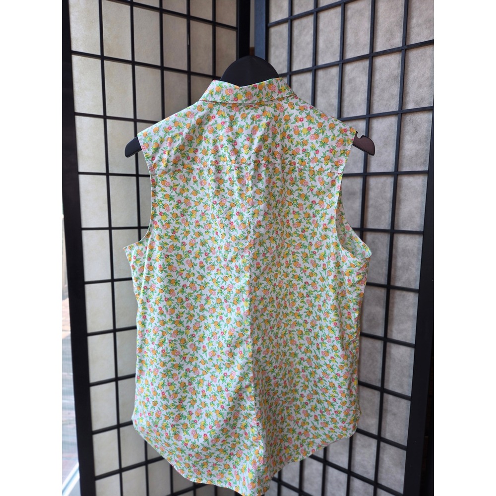 Lands End Women's 14 L Button Up Collared Blouse Sleeveless Summer Spring EUC - Picture 2 of 6